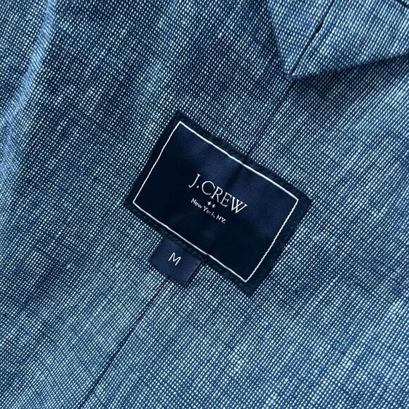 J Crew Blazer Men's M Grey Chambray Linen Blend Lightweight Unstructured Jacket - Picture 4 of 6